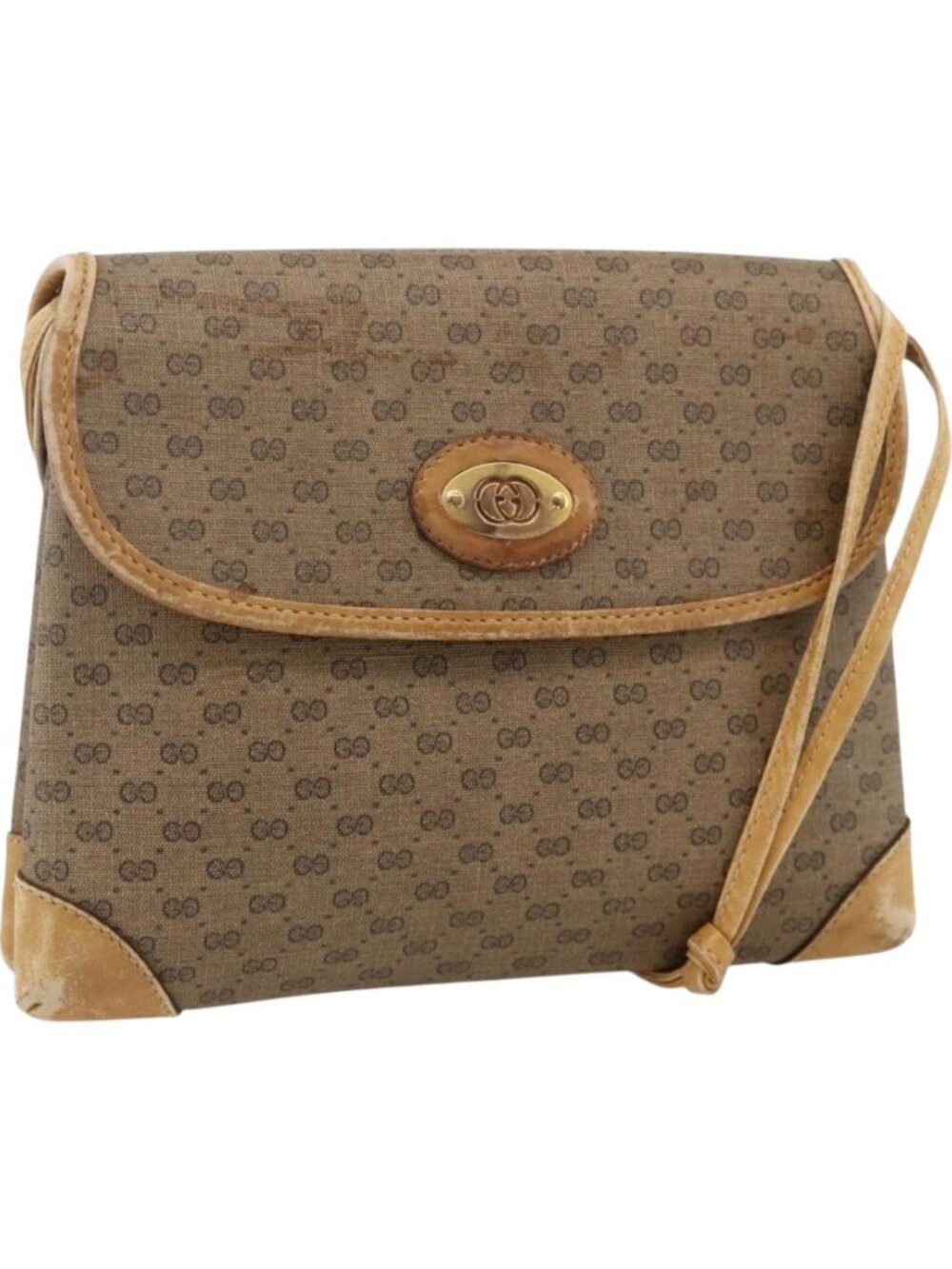 GUCCI Micro GG Supreme Shoulder Bag PVC Beige Gold 007 92 5548